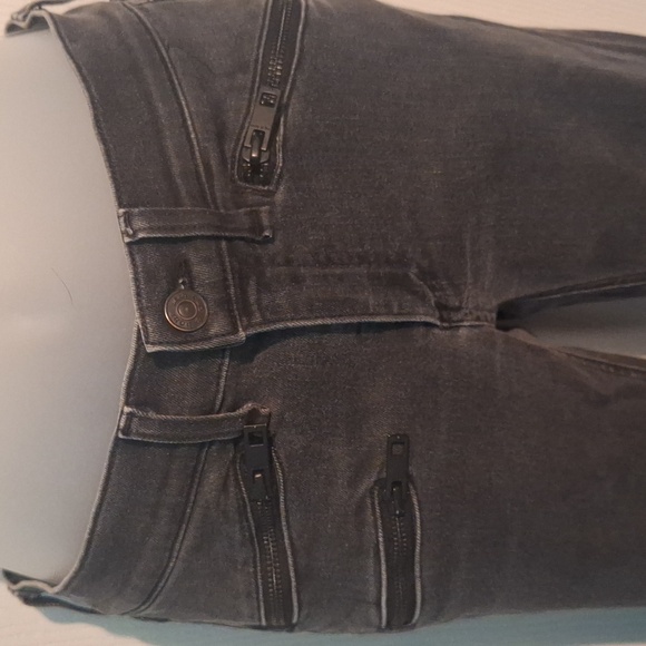 Rag & Bone Moto Jeans womens size 27  distressed black with zippers - Picture 2 of 7